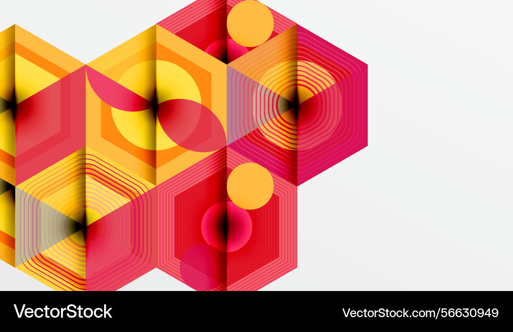 Abstract geometric design hexagons overlap Vector Image