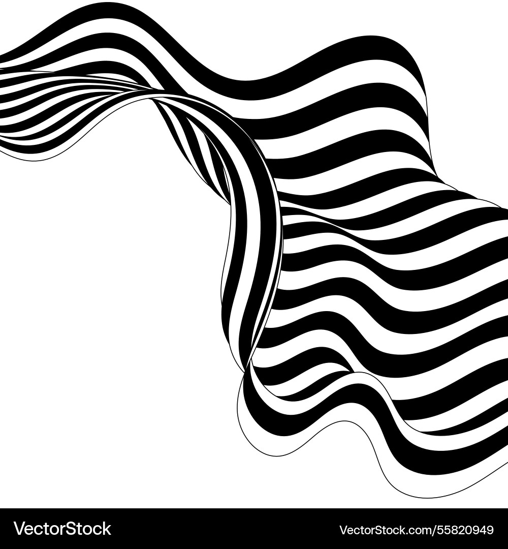 Abstract wave with black and white line pattern Vector Image