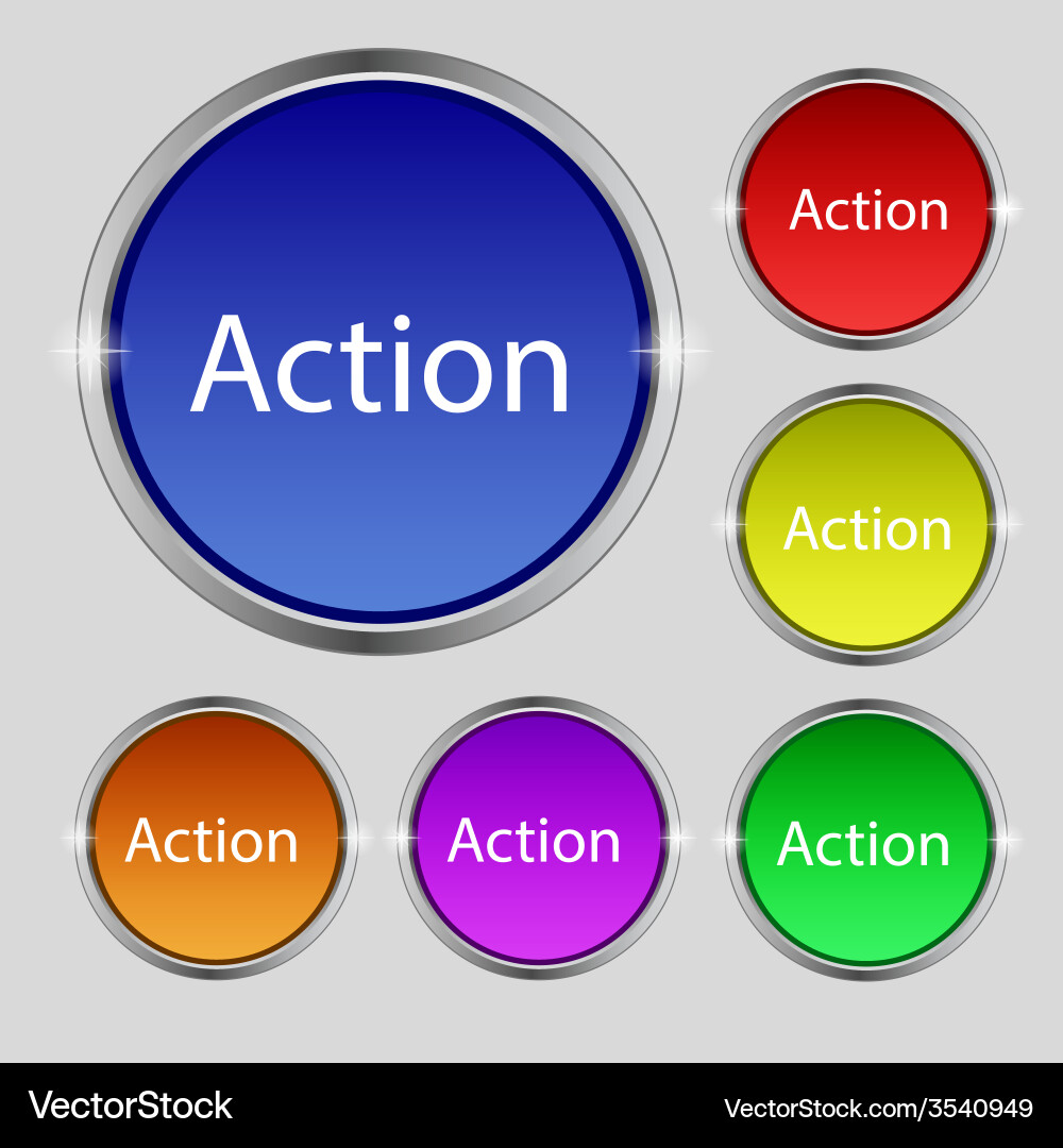 Action sign icon motivation button with arrow set Vector Image