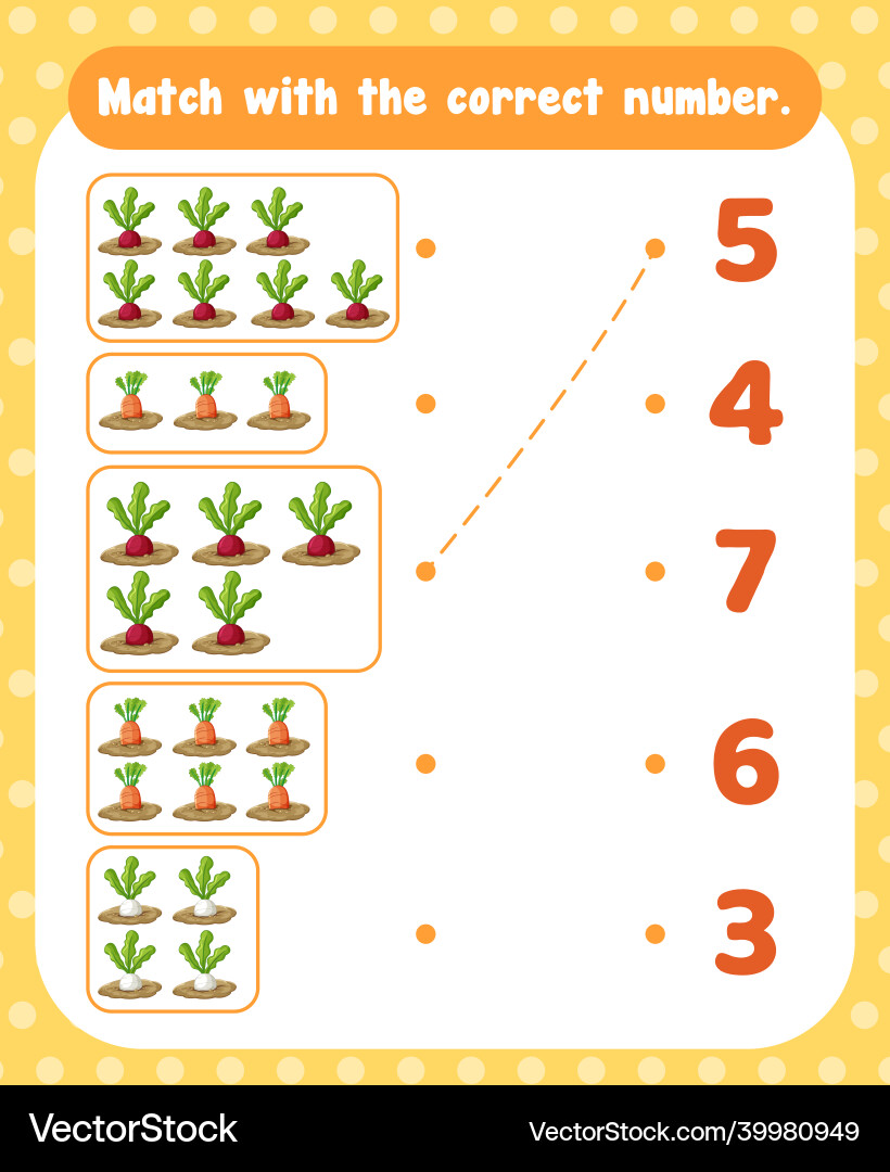 Count and match numbers math worksheet template Count and match numbers math worksheet template vector image