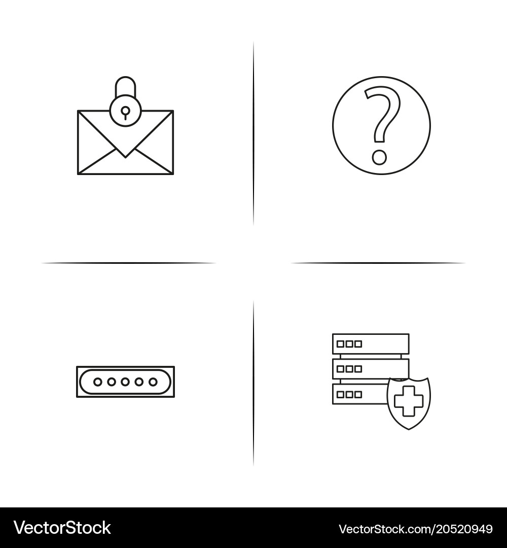 Cyber security simple linear icons set outlined vector image