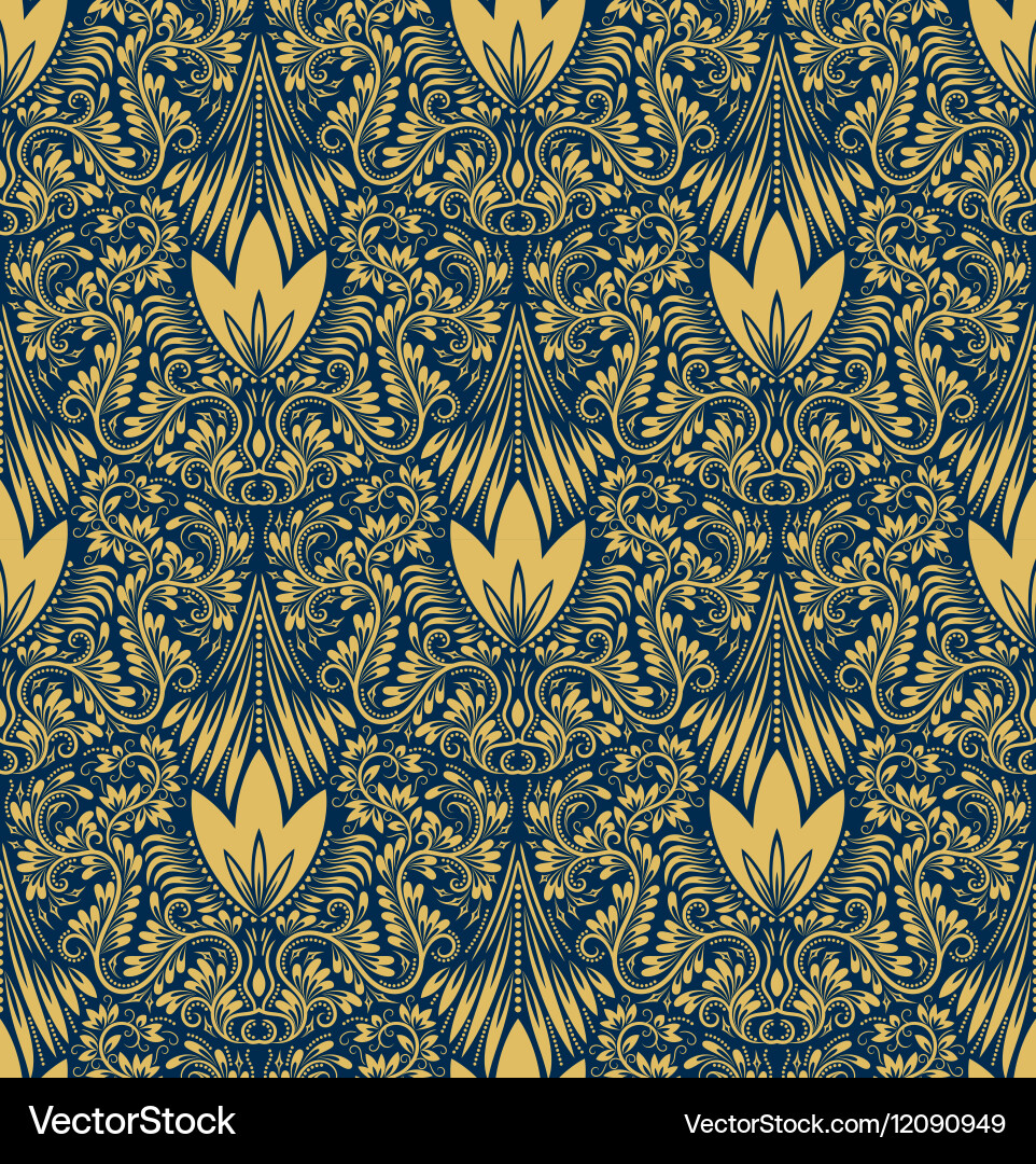 Damask seamless pattern repeating background vector image
