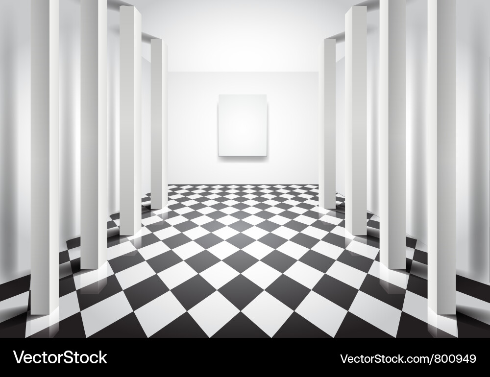 Empty Hall with Checkerboard Floor Vector Image