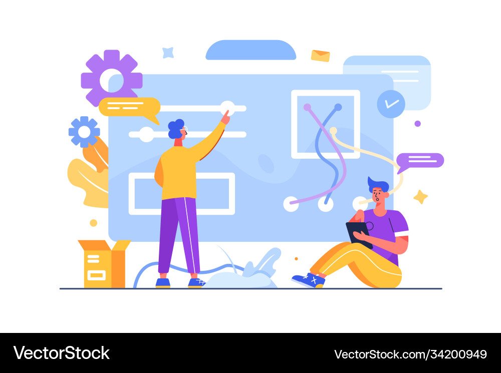 Experts customize websites for work and fix errors Experts customize websites for work and fix errors vector image