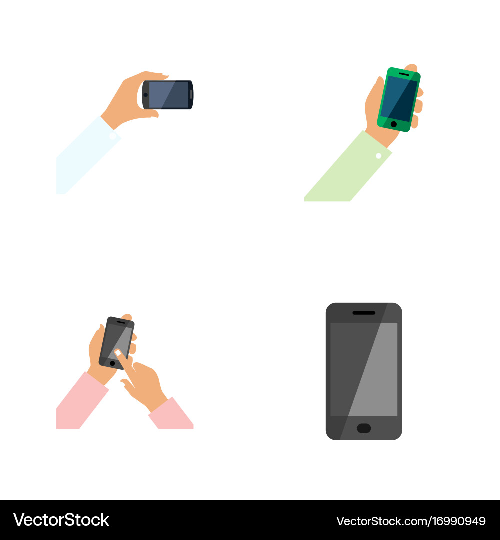 Flat icon phone set of interactive display keep vector image