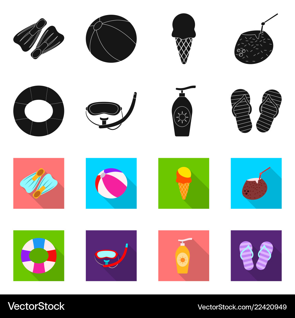 Isolated object of pool and swimming symbol set vector image