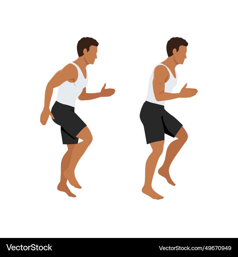 Man doing fast feet run exercise vector image