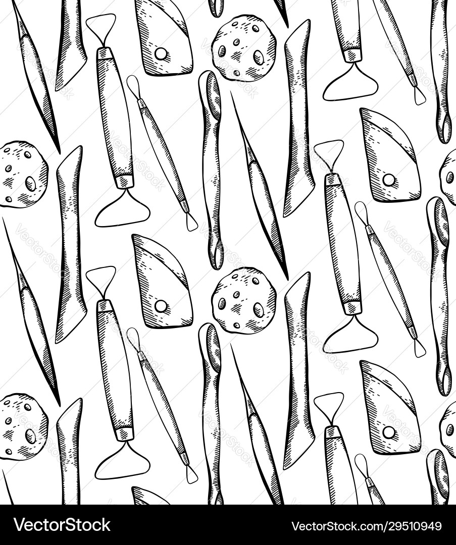 Pottery Sketch Tools Pattern vector image