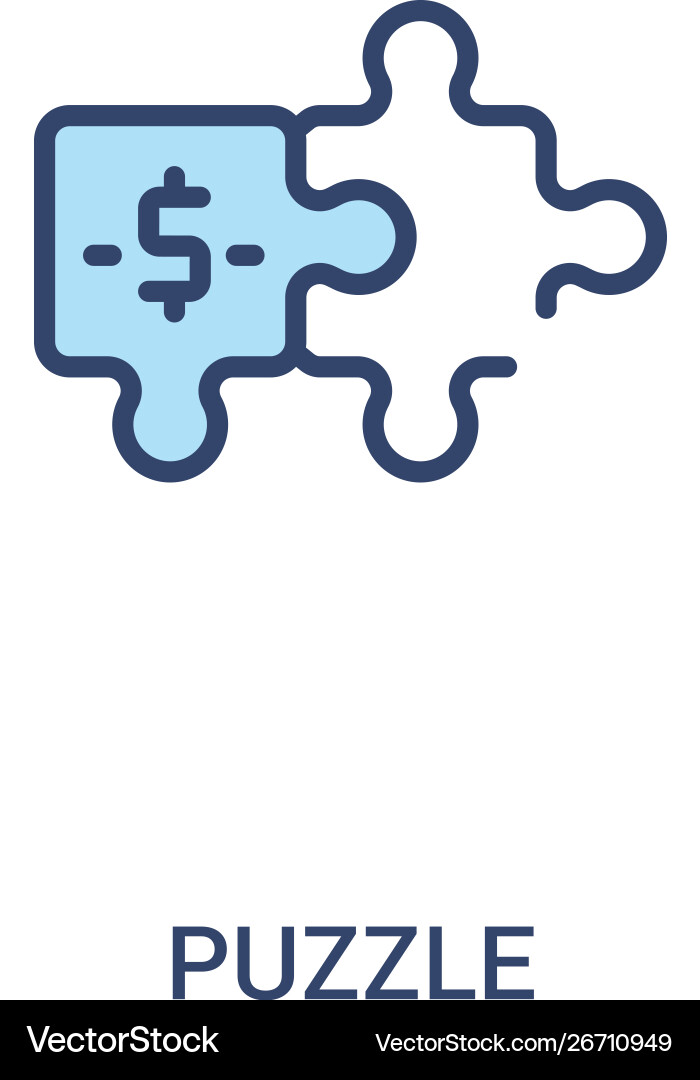 Puzzle concept 2 colored icon simple line element Vector Image