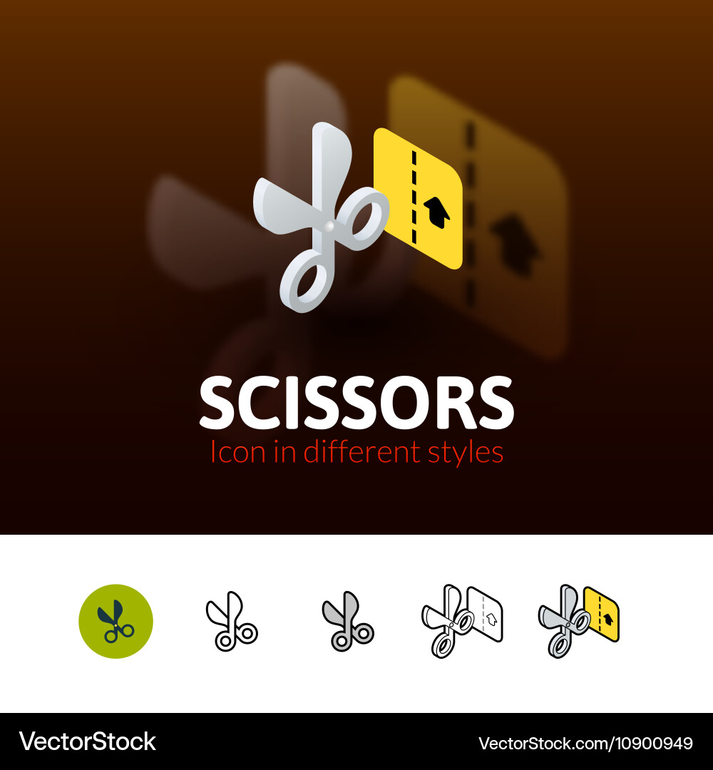 Scissors icon in different style vector image