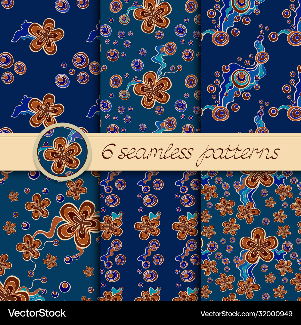 Set seamless patterns with floral elements Set seamless patterns with floral elements vector image