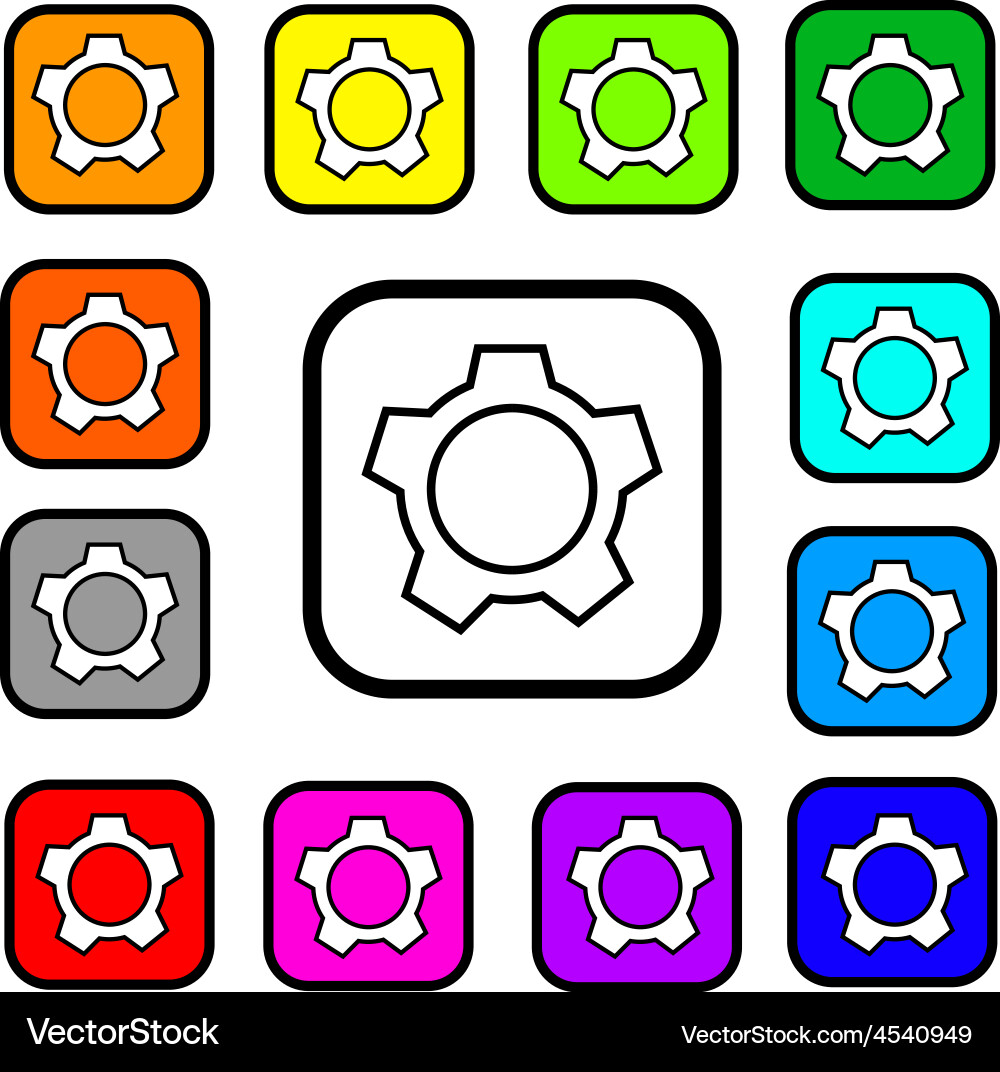 Settings button square icon vector image