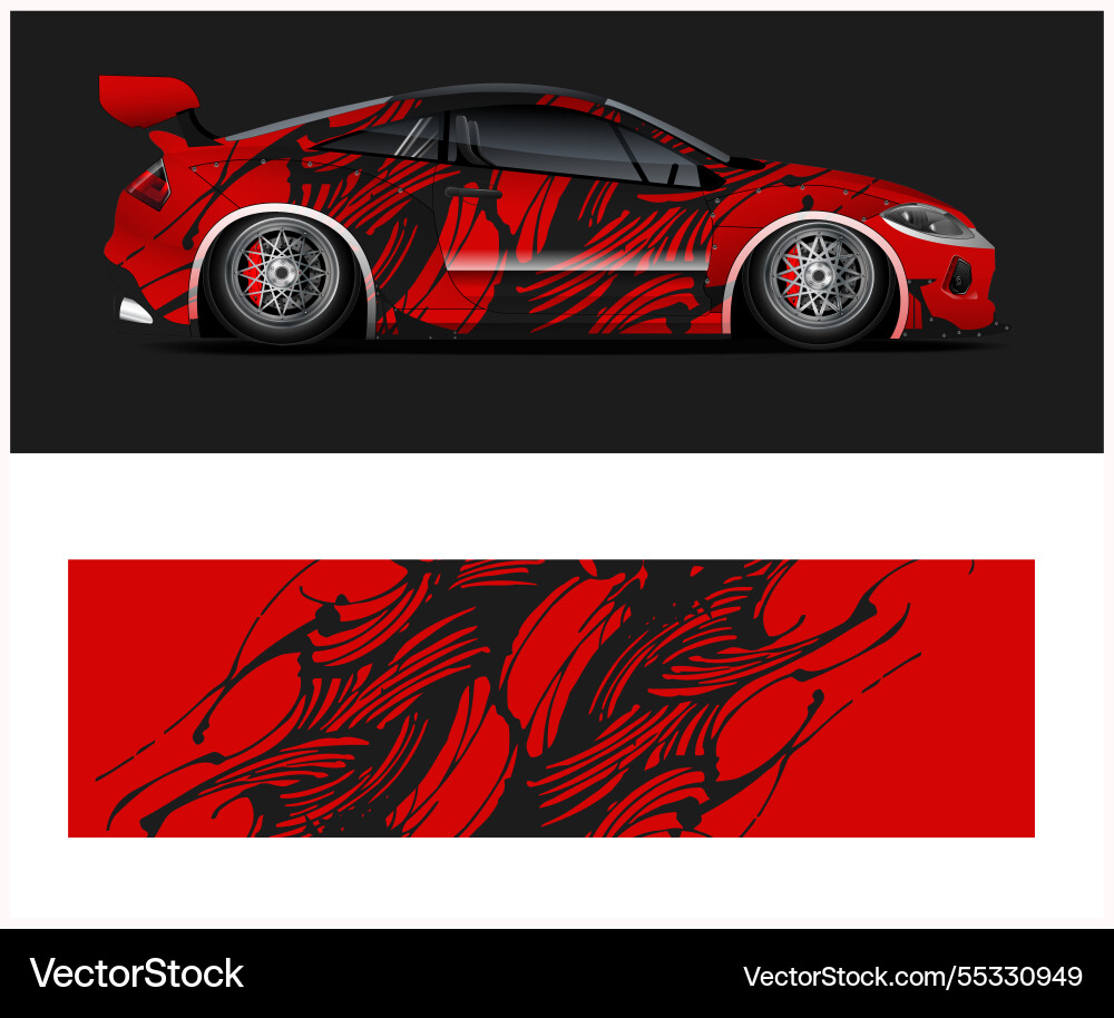 Sporty racing car wrap livery design vinyl Vector Image