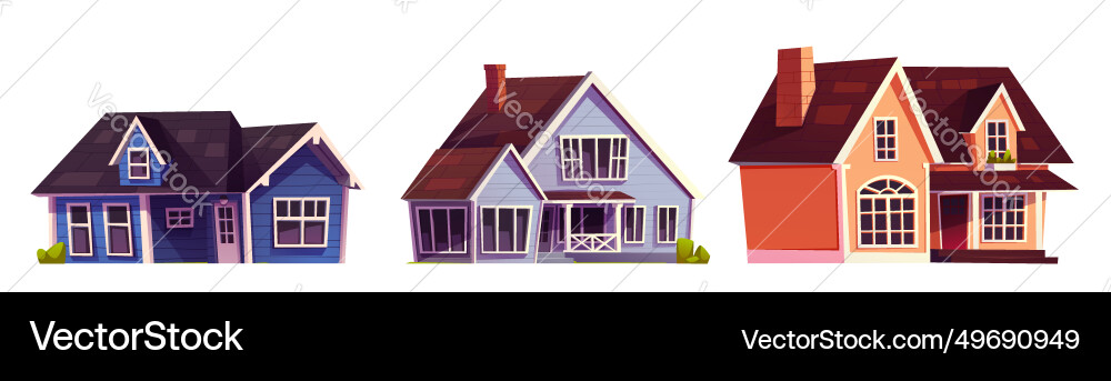 Suburban houses set isolated on white background Suburban houses set isolated on white background vector image