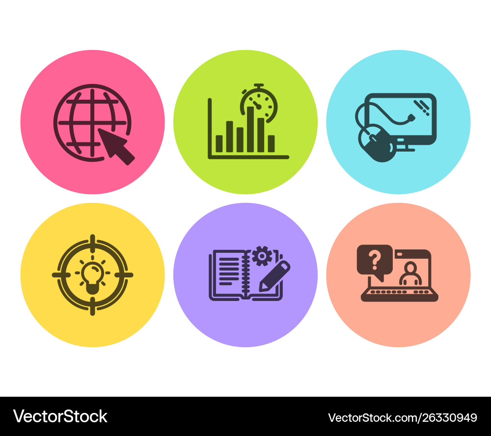 Timer-Idee und Computer-Maus-Icons-Set melden Timer-Idee und Computer-Maus-Icons-Set melden vektorbild