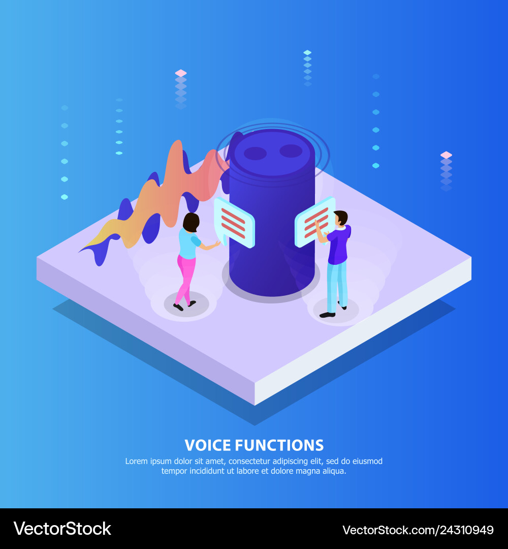 Voice functions isometric background Voice functions isometric background vector image
