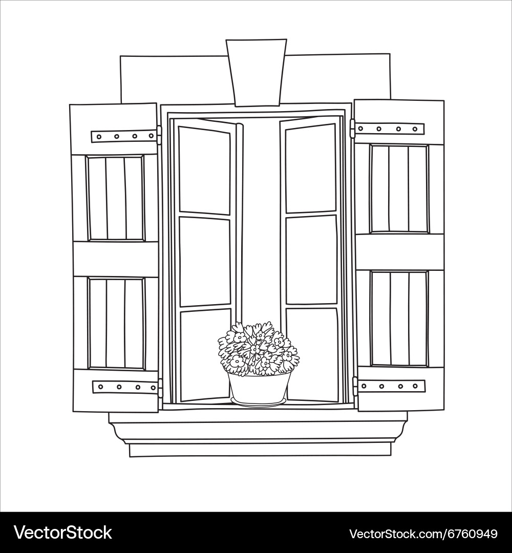 Window with potflower Royalty Free Vector Image