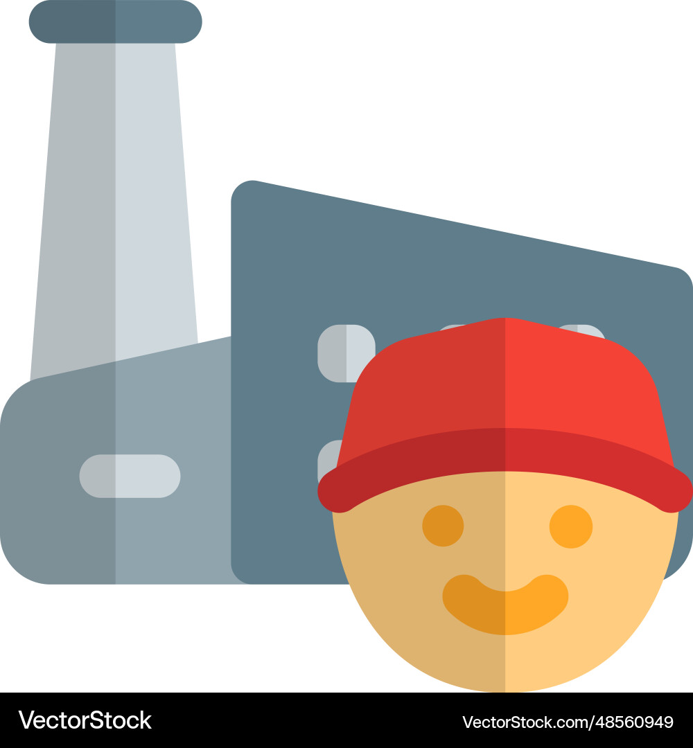 Worker handling a machines in factory vector image