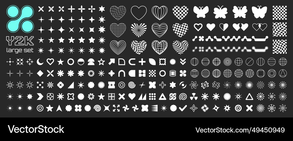 Y2k futuristic retro design elements large set Y2k futuristic retro design elements large set vector image