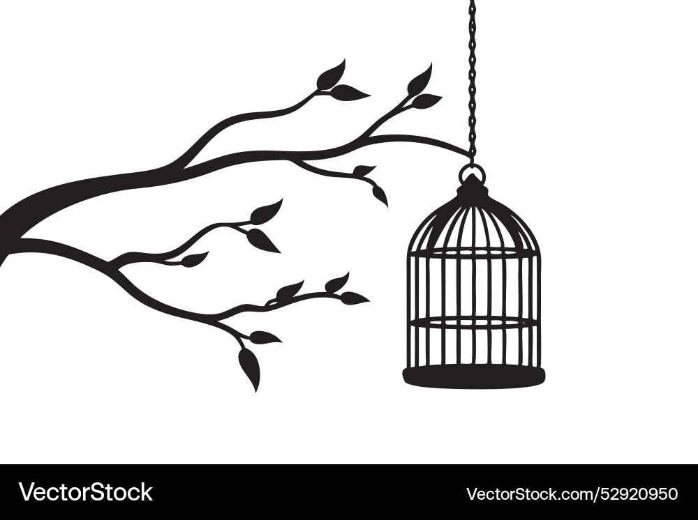Bird cage hanging on tree Bird cage hanging on tree vector image