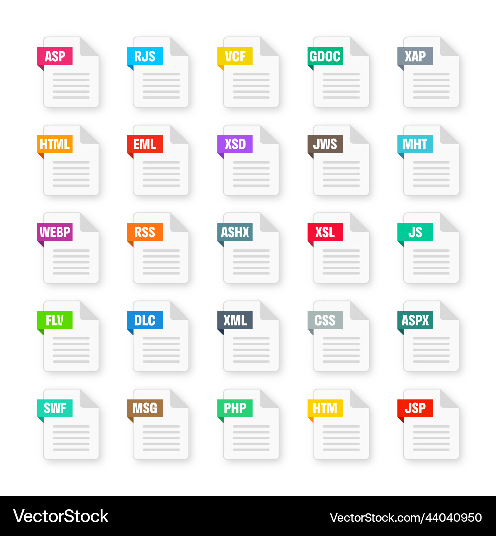 Common system file formats document types Common system file formats document types vector image