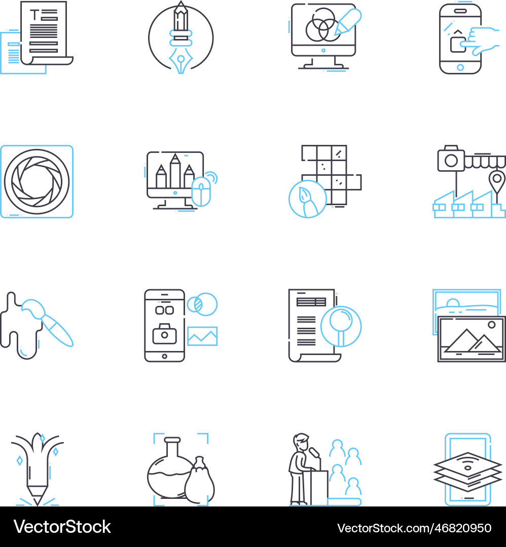 Digital imaging linear icons set resolution Digital imaging linear icons set resolution Vector Image