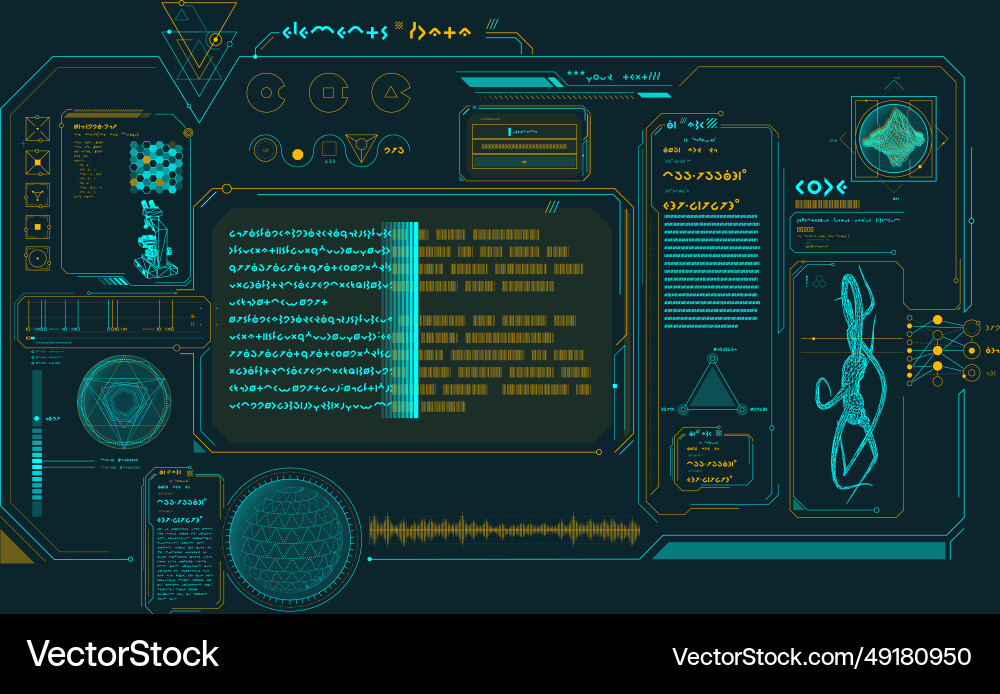 Futuristic hud interface for processing data vector image