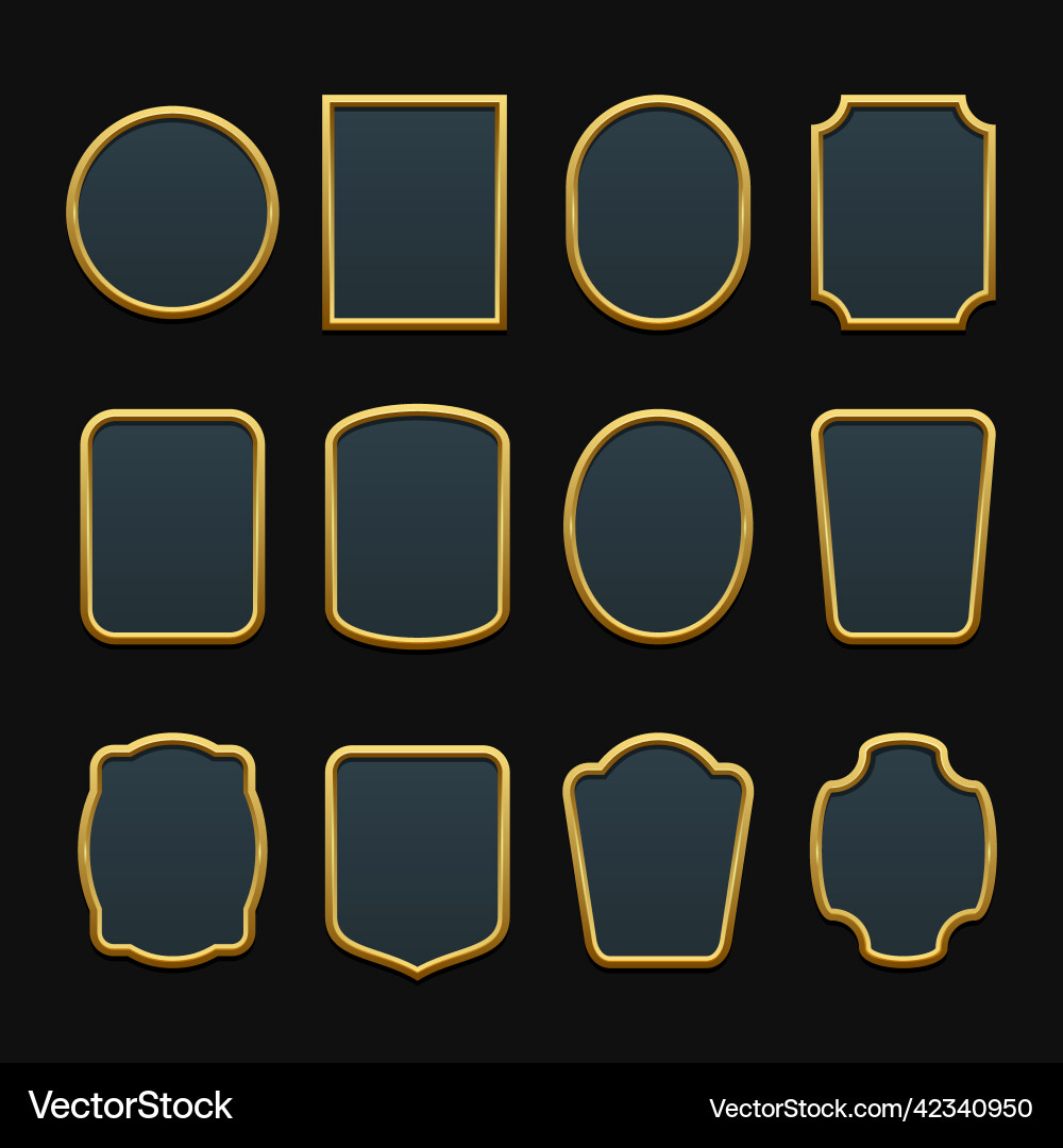 Gold Game Menu Frame Set vector image