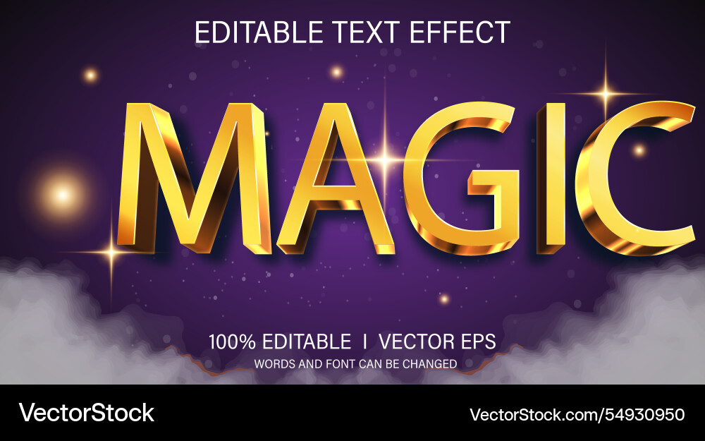 Magic 3d text effect with modern style design vector image