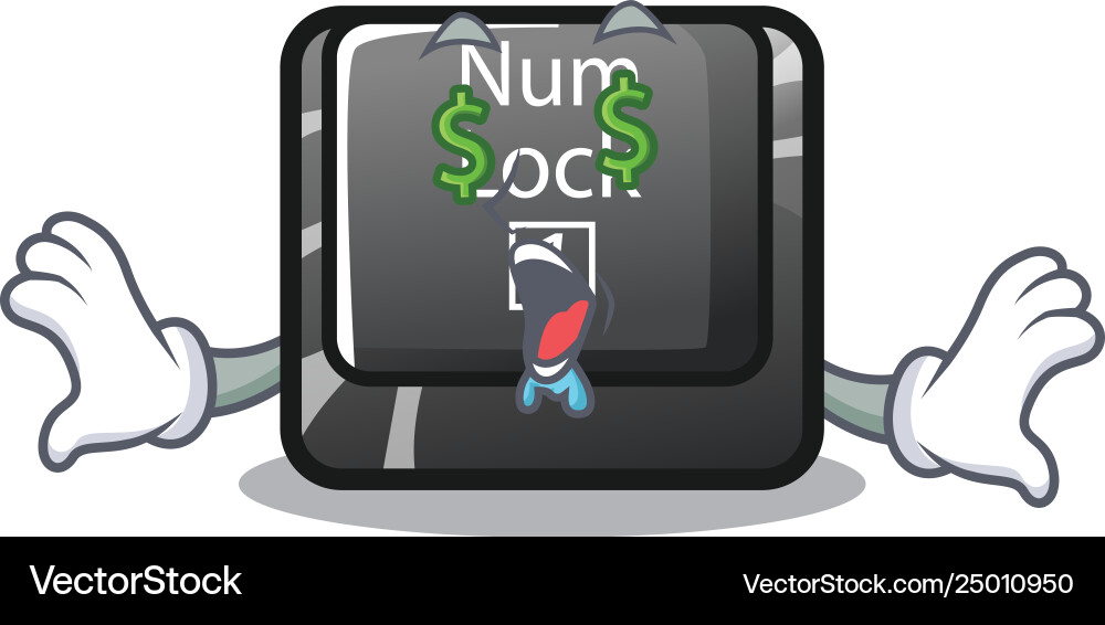 Money eye num lock on a keyboard mascot Money eye num lock on a keyboard mascot Vector Image