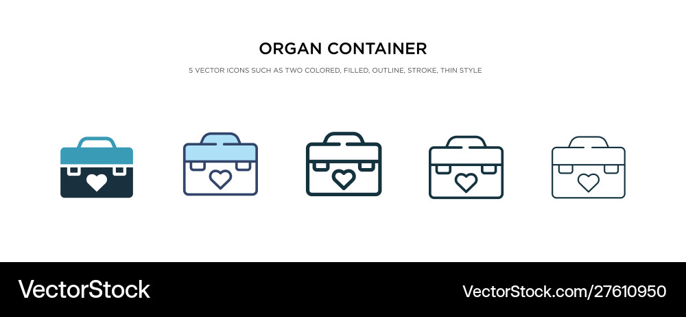 Organ container icon in different style two Vector Image