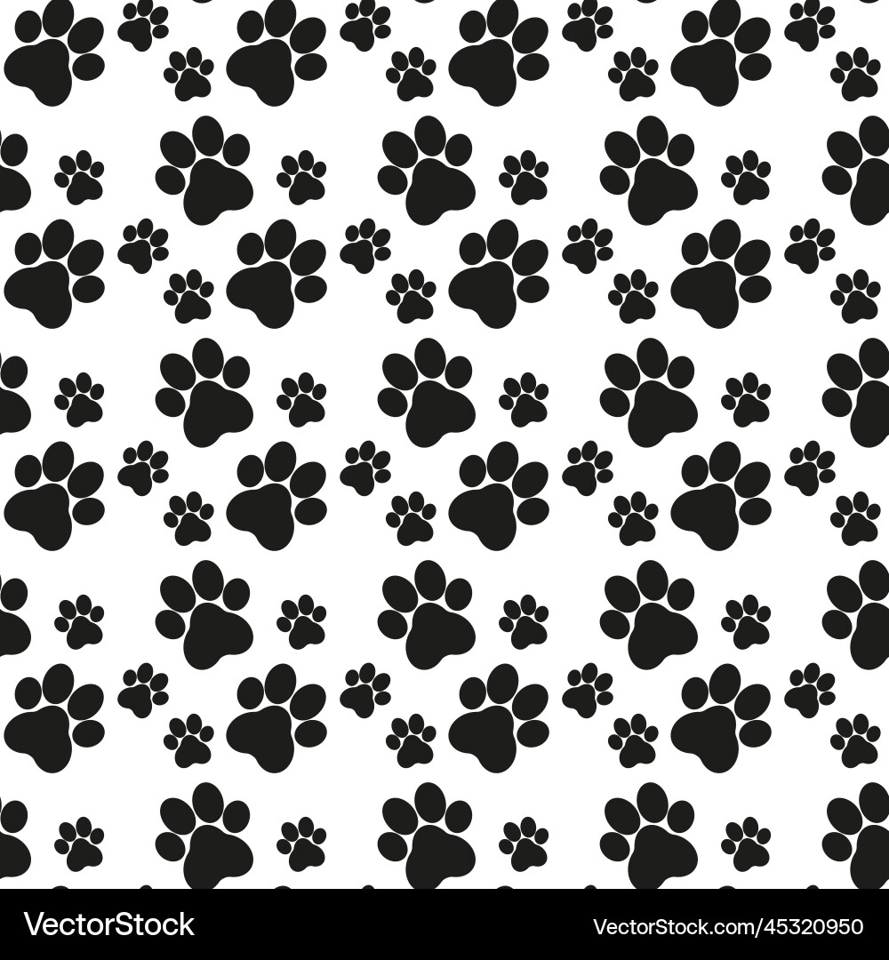 Paw print seamless pattern traces of cat textile Paw print seamless pattern traces of cat textile vector image
