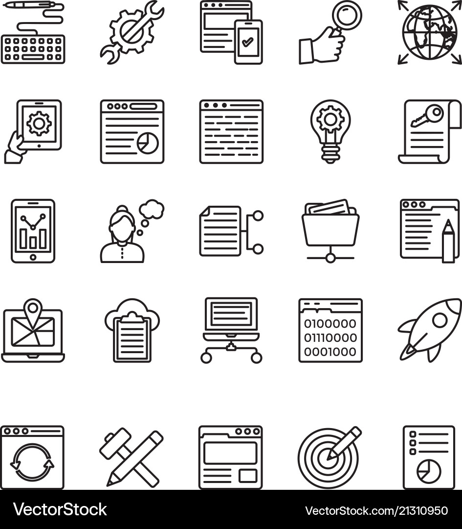 SEO & Web Optimization Line Icons vector image
