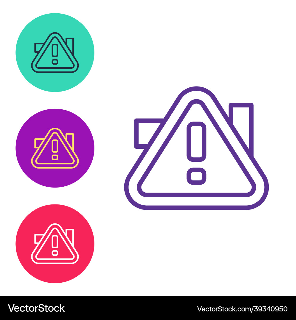 Set line exclamation mark in triangle icon vector image