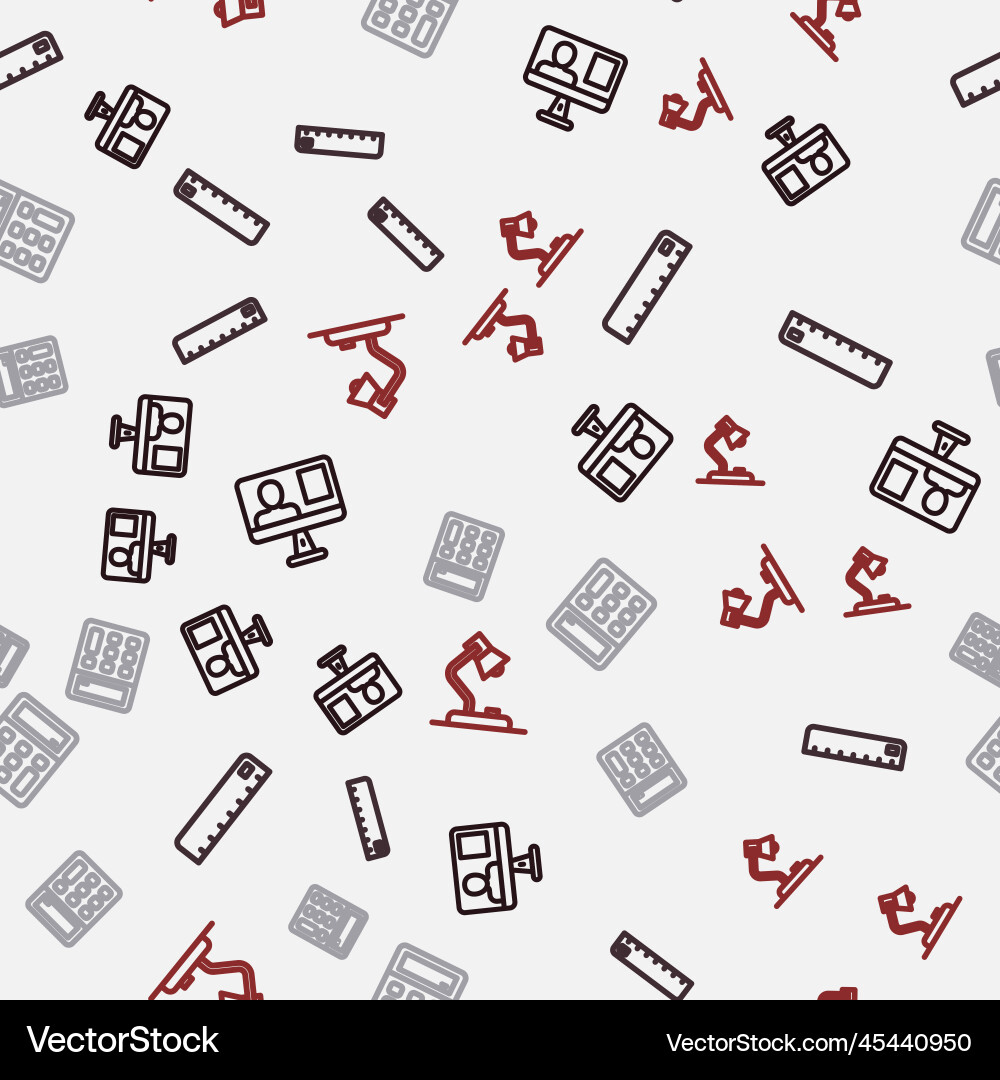 Set line online class ruler calculator and table vector image