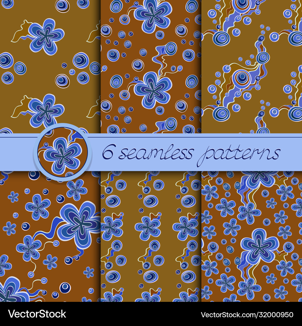 Set seamless patterns with floral elements Vector Image
