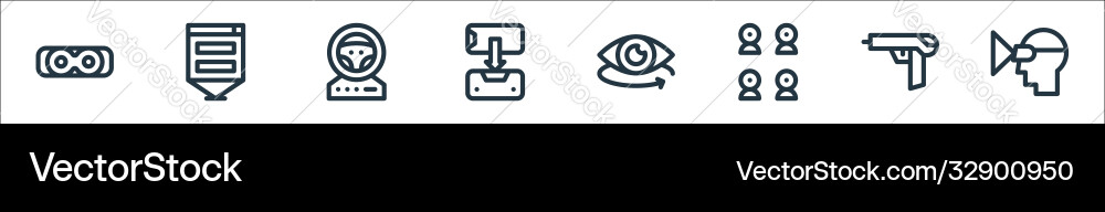 Virtual reality line icons linear set quality Virtual reality line icons linear set quality vector image