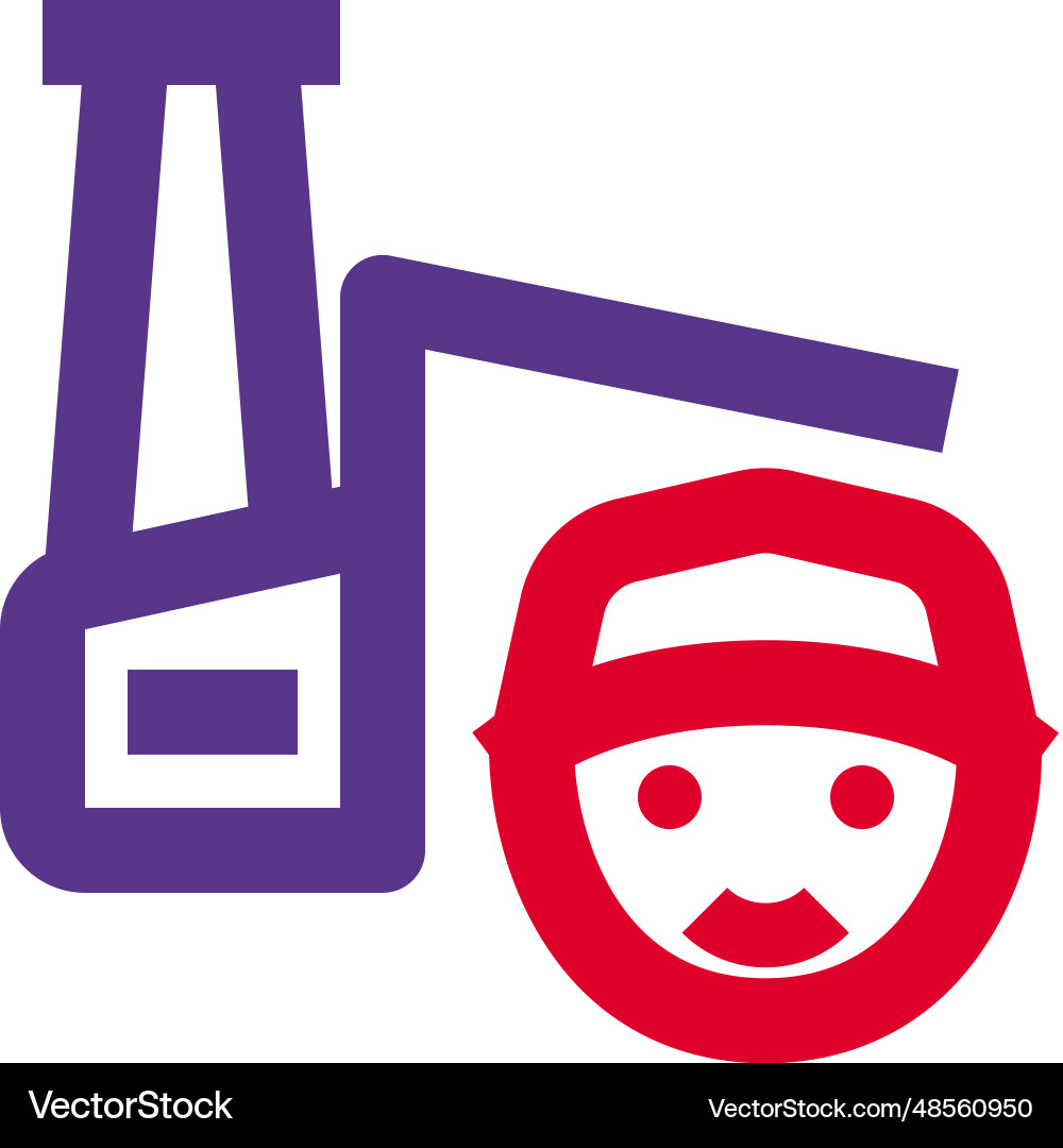 Worker handling a machines in factory vector image