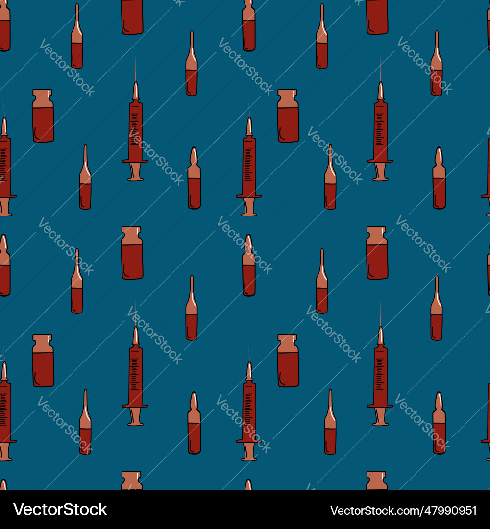 A set of seamless patterns vaccine and syringe Vector Image