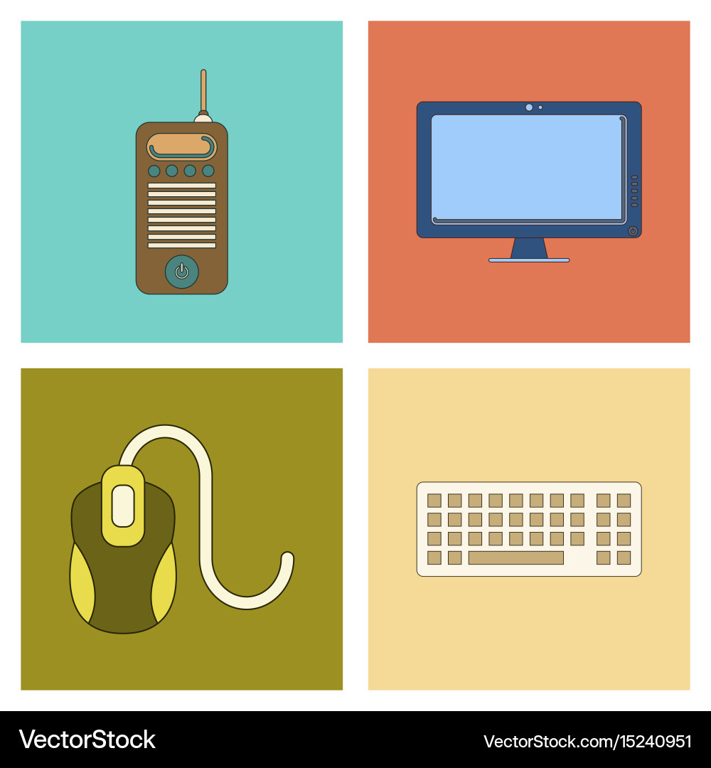 Assembly flat icon computer keyboard mouse monitor Vector Image
