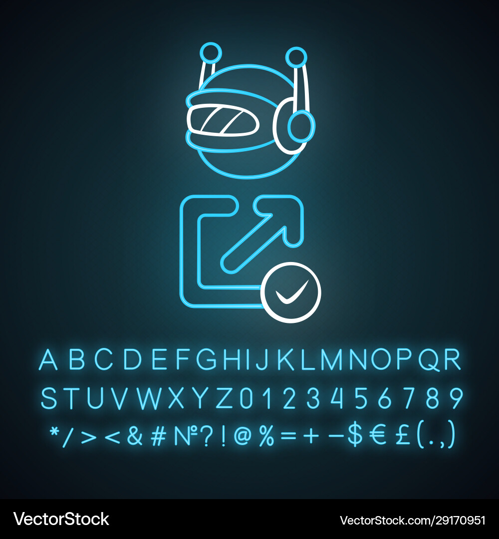 Backlink checker bot neon light icon artificial Backlink checker bot neon light icon artificial vector image