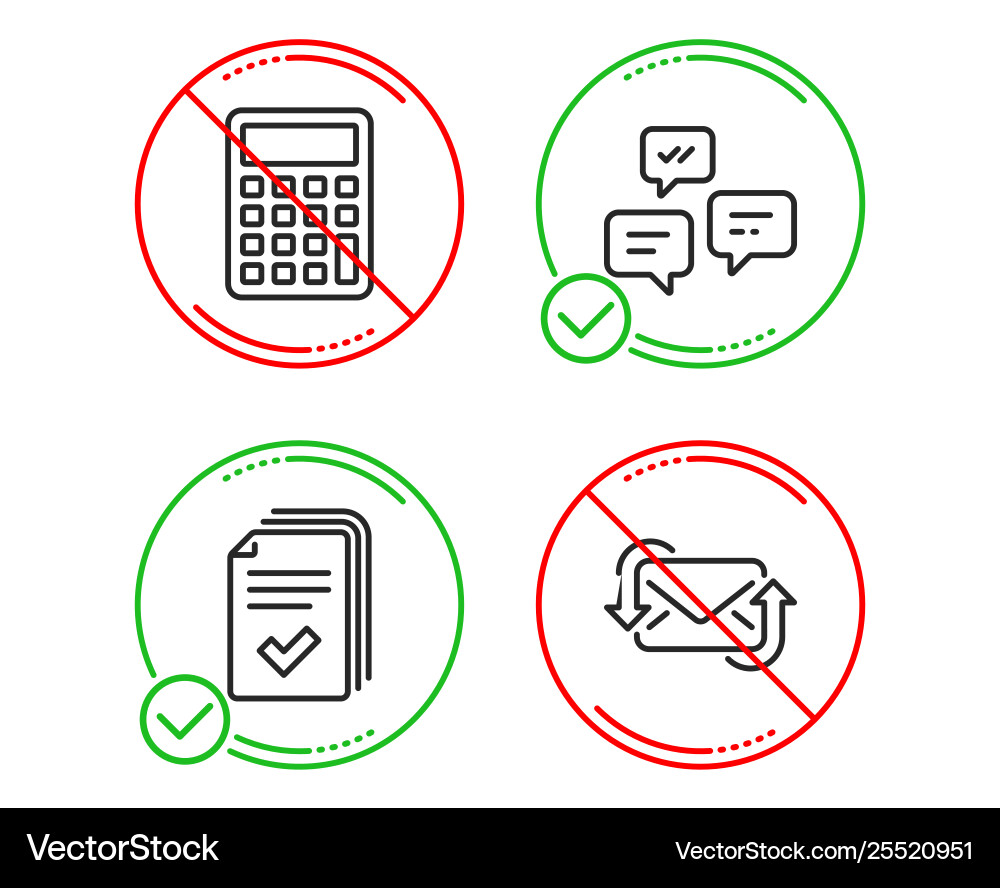 Calculator handout and chat messages icons set Calculator handout and chat messages icons set vector image