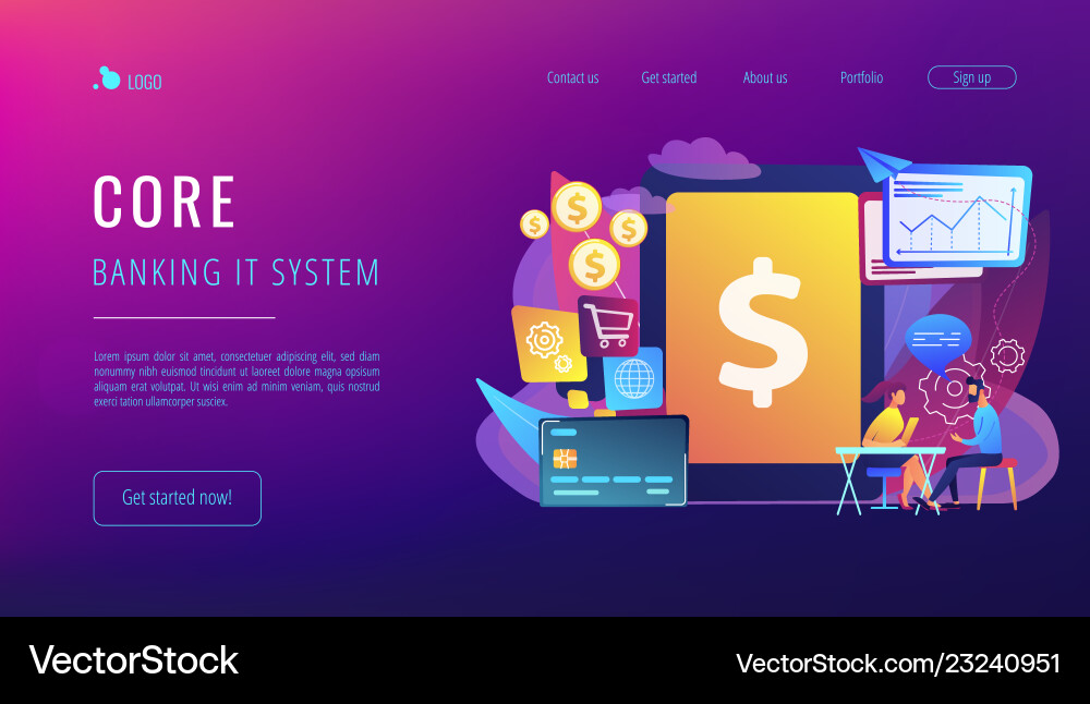 Core banking it system concept landing page Core banking it system concept landing page vector image
