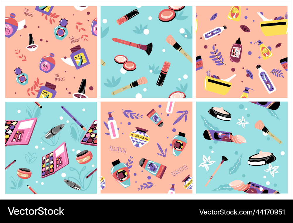 Decorative pattern set with beauty product element Decorative pattern set with beauty product element vector image