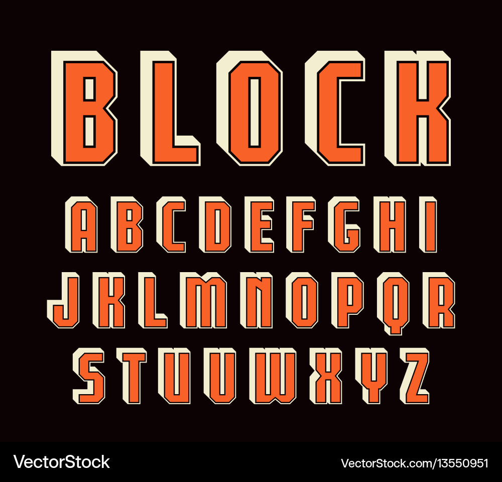 Decorative sanserif font with effect of volume Vector Image
