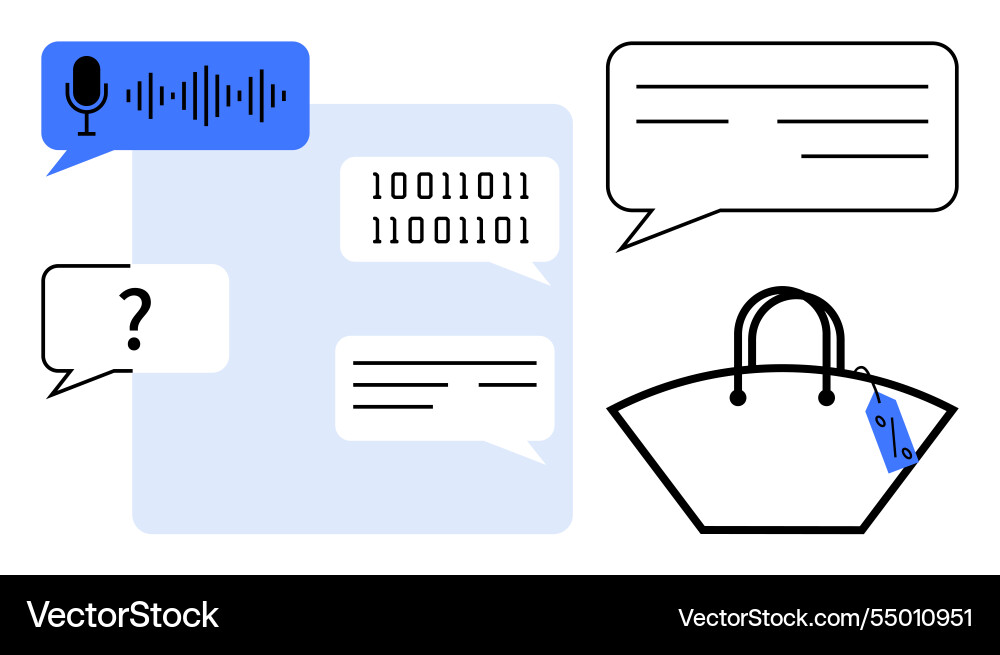 Digital shopping and communication binary code Digital shopping and communication binary code vector image