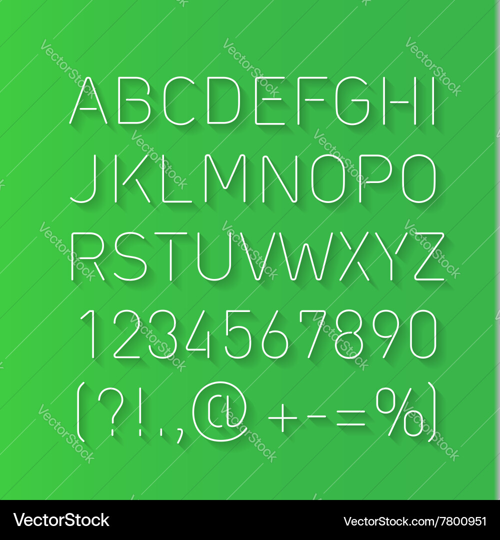 Font thin lines with shadow vector image