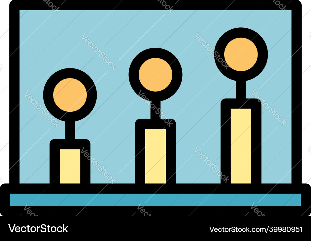 Graph with rounds icon color outline Graph with rounds icon color outline vector image