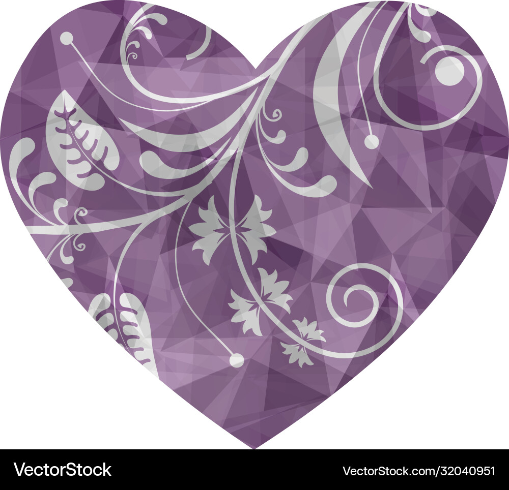Heart with a geometric pattern crystal Heart with a geometric pattern crystal Vector Image