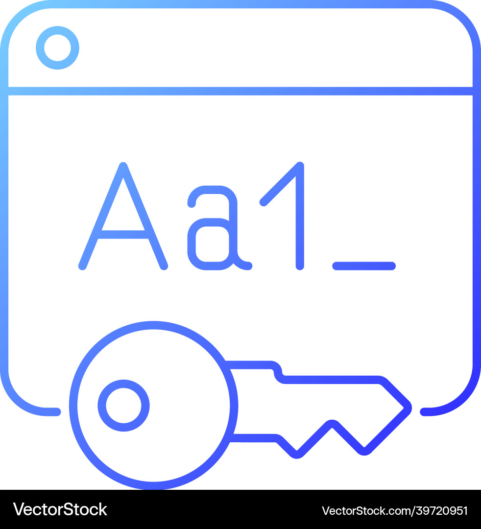Letter and number password gradient linear icon Letter and number password gradient linear icon vector image